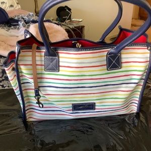 Dooney and Bourke White with colorful striped bag